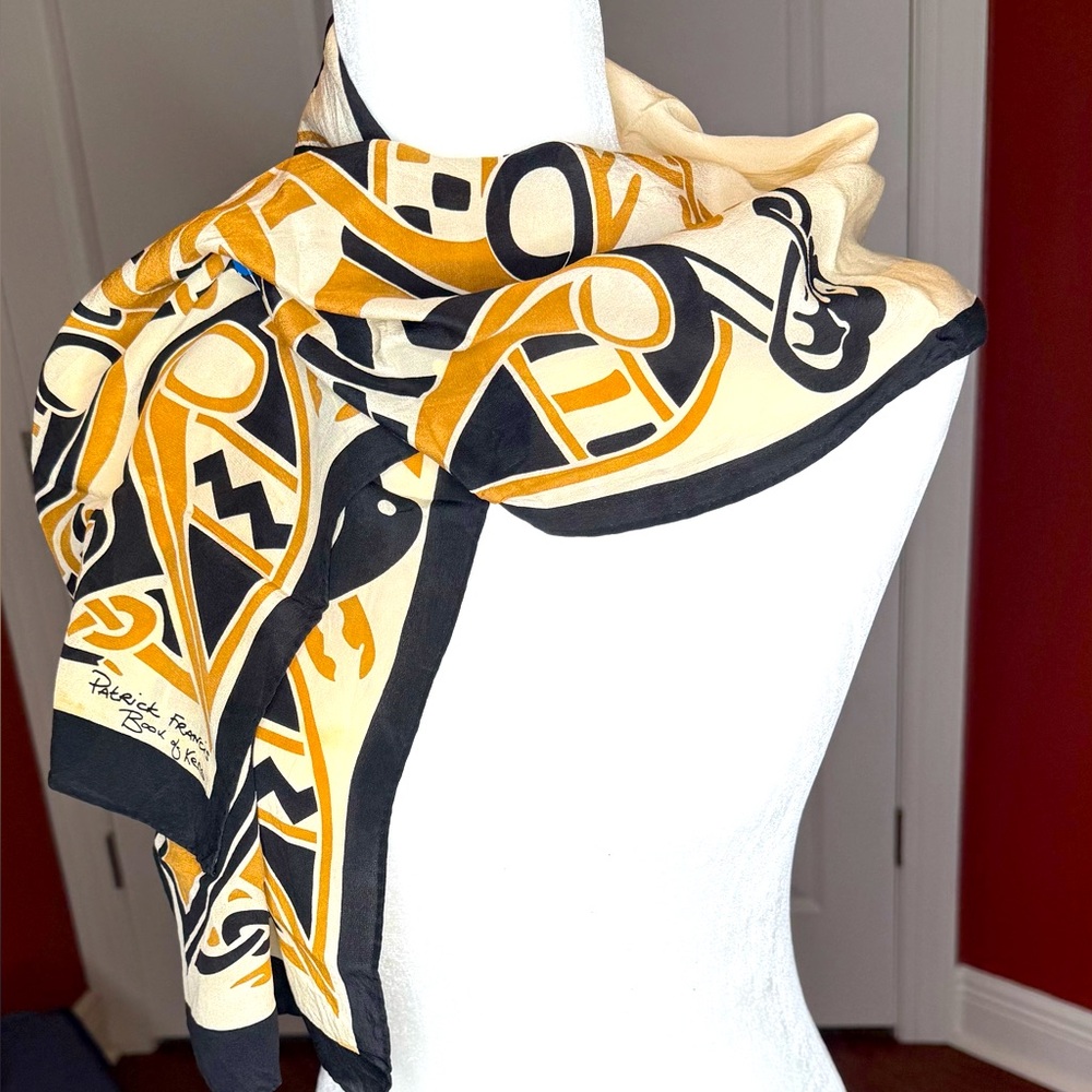 Signed Patrick Francis Book of Kells Art Silk Scarf Celtic Ireland  11x48